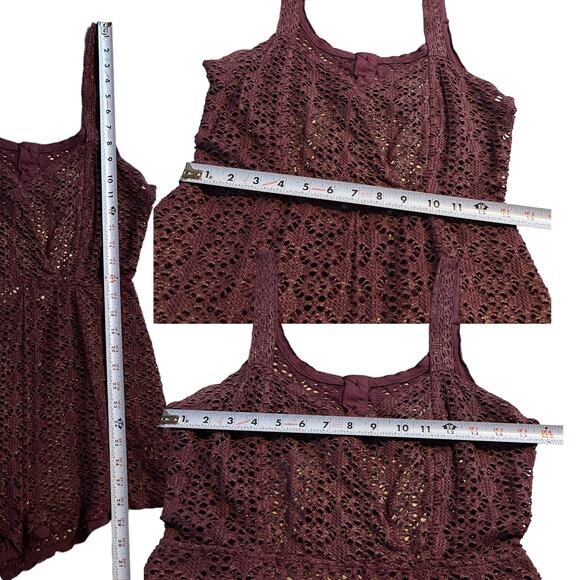 FP Beach Free People Metallic Perforated Lace Romper Swimsuit Cover-up Sz S - Picture 3 of 6